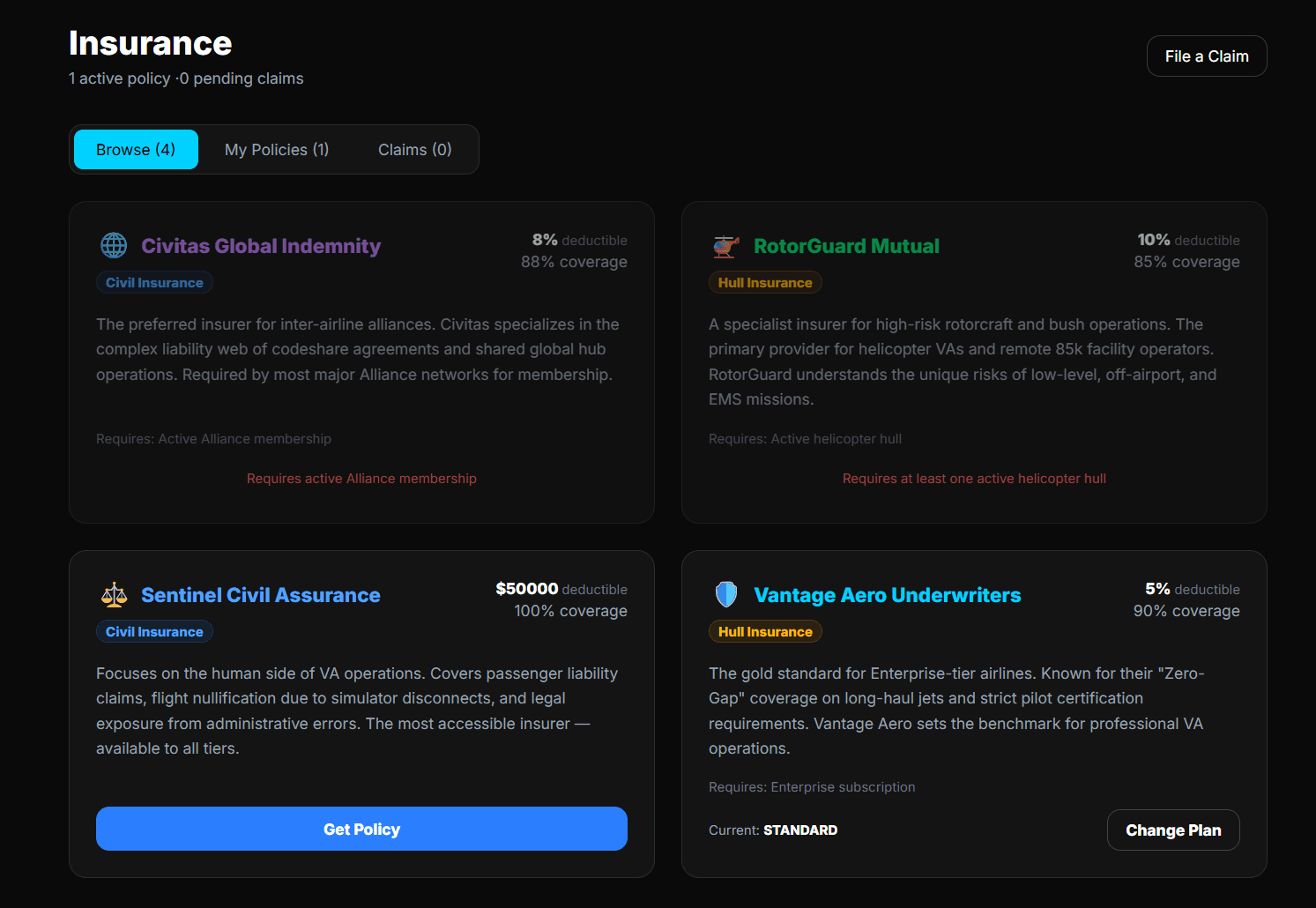Insurance marketplace — policy comparison and management